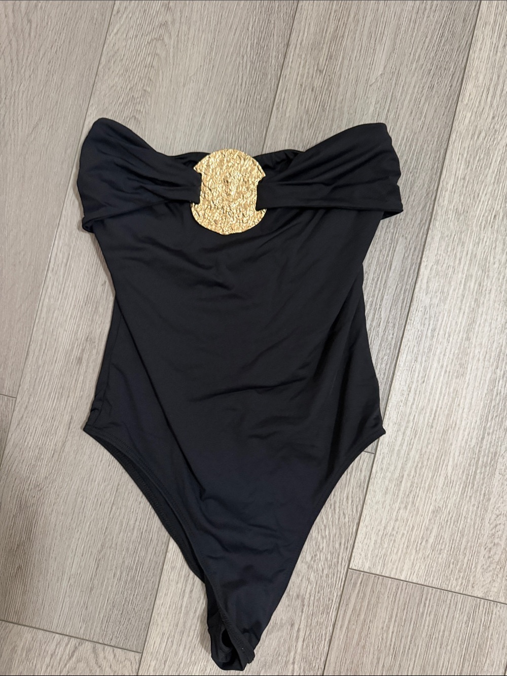 Zara Black One-Piece with Gold Medallion swinsuit
